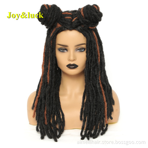 New Crochet Braids Wig Long Straight Dreadlock Black Mix Brown Hair Wigs For Women Or Men Synthetic Braiding Hair Style